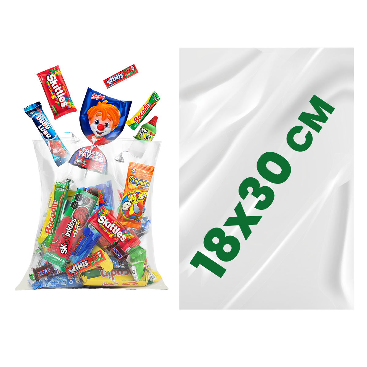 Bolsa de celofán en medida 18X30 cm (Caja de 10 kilos)