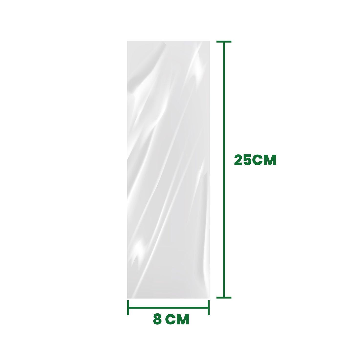 Bolsa de celofán en medida 8x25 cm(Caja de 10 kilos)
