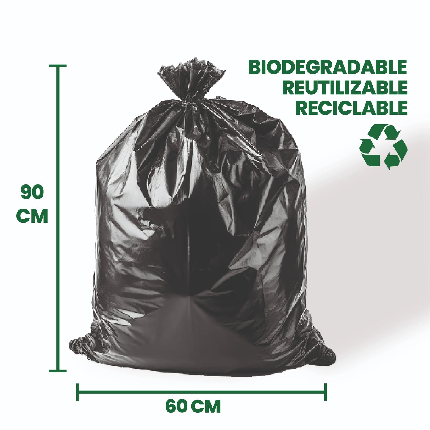 Bolsa Negra Para Basura  Biodegradable Medida 60x90 cm