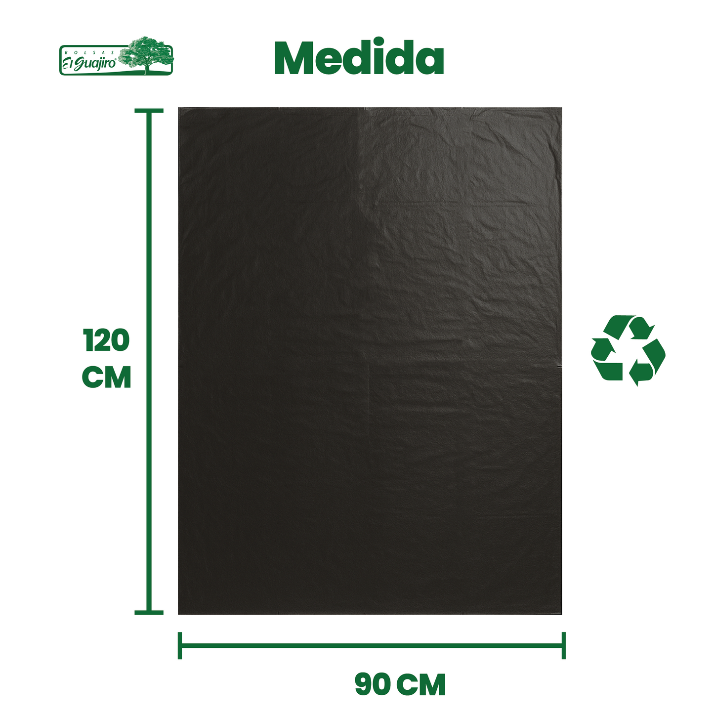Bolsa Negra Para Basura Biodegradable Medida 90x120 cm