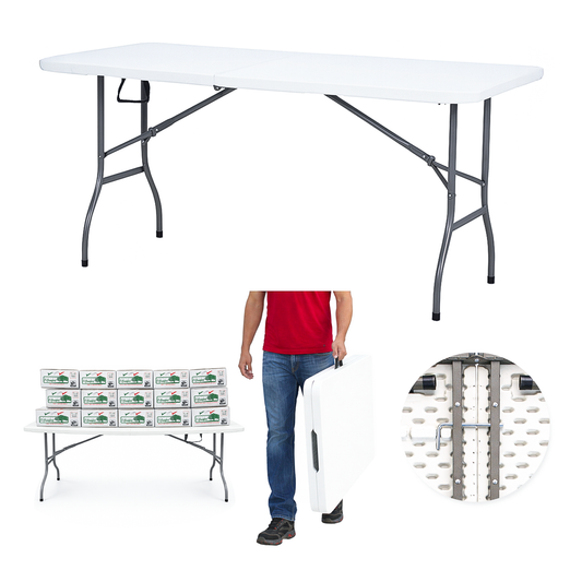 Mesa Plegable Plástico Tipo Portafolio 1.80m Jardín Portátil