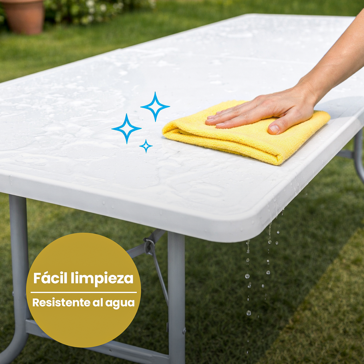 Mesa Plegable Plástico Tipo Portafolio 1.80m Jardín Portátil