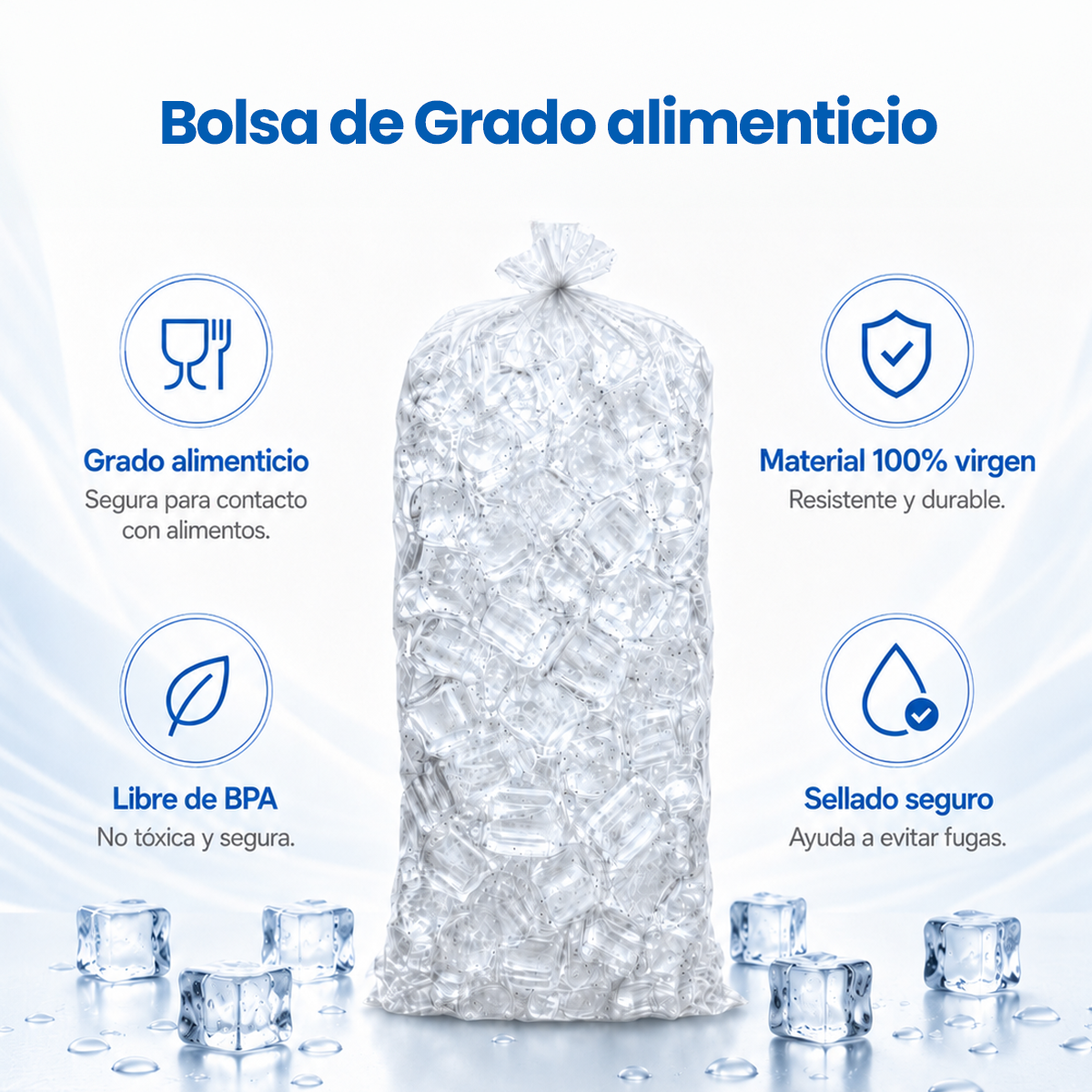 Bolsa Para Hielo 30x60 cm. Calibre 300 Caja 10 kilos (Envio gratis)