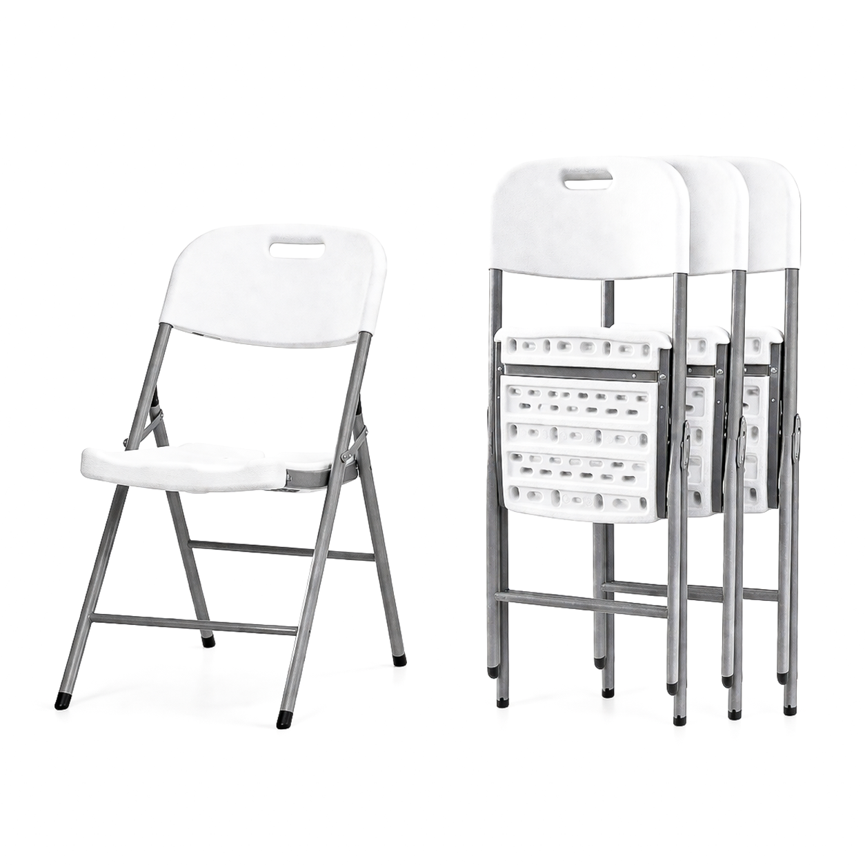 Paquete 4 Sillas Plegables Blancas Plástico Resistentes (Envio gratis)